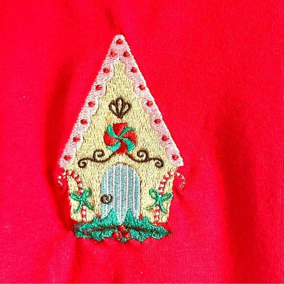 NWOT Christmas Gingerbread House Embroidered Toddler Dress Sz 3T Red - Picture 3 of 5